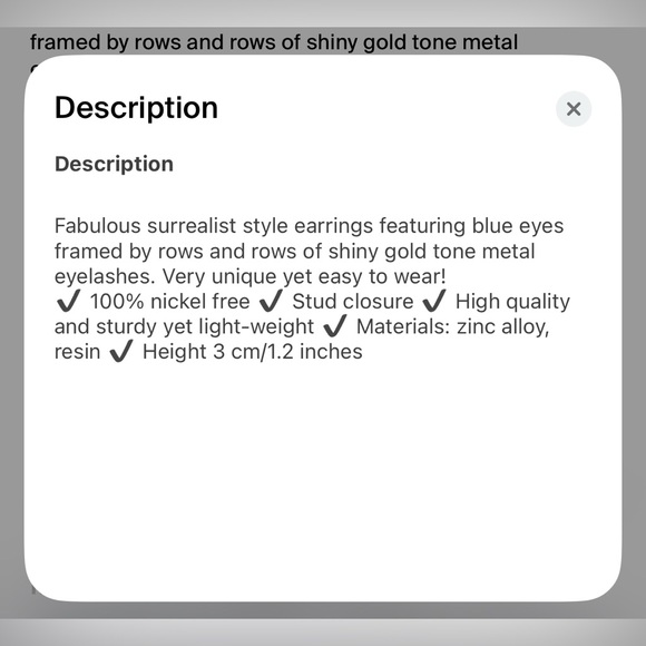 Blue Eyes & Golden Lashes Earrings ~ Surrealist Maximalism - Picture 6 of 6